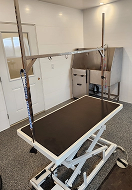 Country K9 kennels — the grooming table